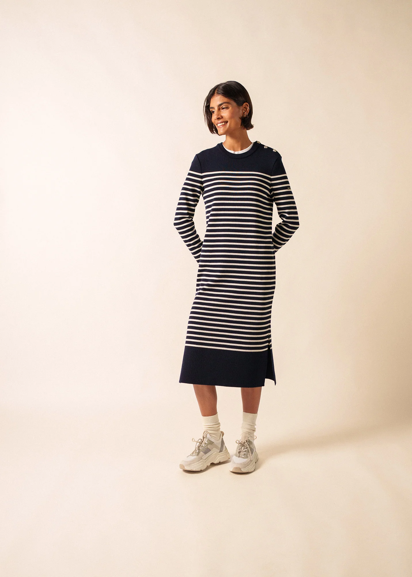 Robe longue Marée (NAVY/ECUME)